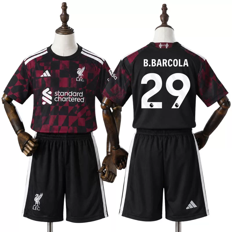 Liverpool 2026/27 Bradley Barcola 29 Tredjeställ Barn Fotbollströja med Shorts