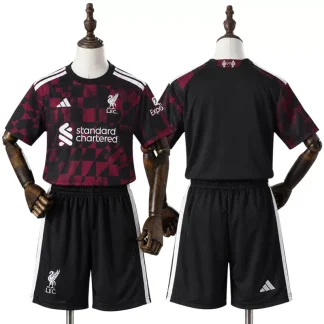 Liverpool FC 2026/27 Tredjeställ Barn Svart och Mörk Burgundy med Shorts