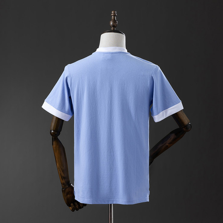 Manchester City 1972 Retro Hemmatröja Herr Ljusblå och Vit Fotbollströja