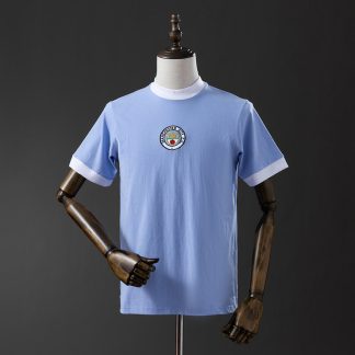 Manchester City 1972 Retro Hemmatröja Herr Ljusblå och Vit Fotbollströja