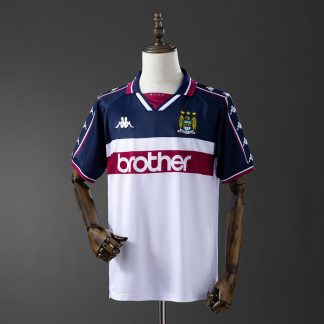 Manchester City 1997/98 Retro Bortatröja Herr Fotbollströja