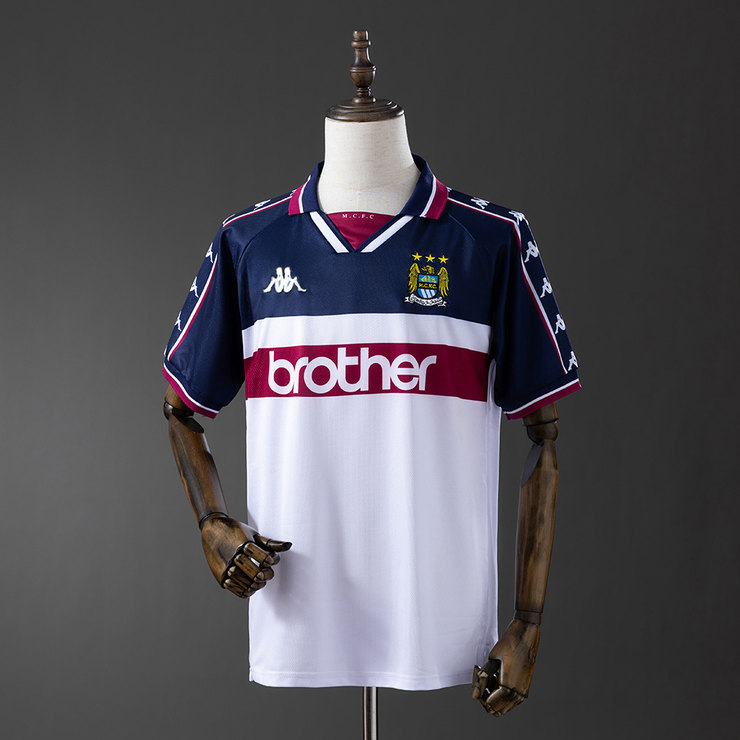 Manchester City 1997/98 Retro Bortatröja Herr Fotbollströja