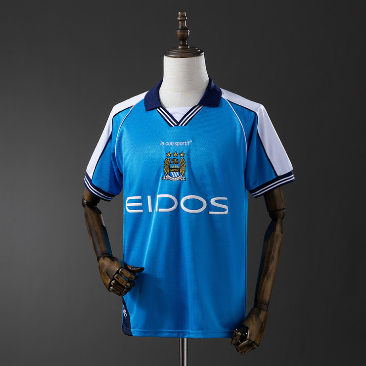 Manchester City 1999/01 Retro Hemmatröja Herr Ljusblå Fotbollströja
