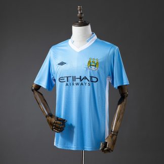 Manchester City 2011/12 Retro Hemmatröja Herr Ljusblå och Vit Fotbollströja