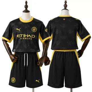 Manchester City 2026/27 Bortaställ Barn Svart Fotbollsställ med Shorts