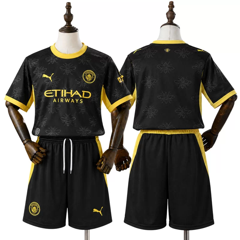 Manchester City 2026/27 Bortaställ Barn Svart Fotbollsställ med Shorts