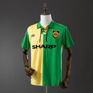 Manchester United 1992/94 Retro Tredjetröja Herr Grön och Guld Fotbollströja