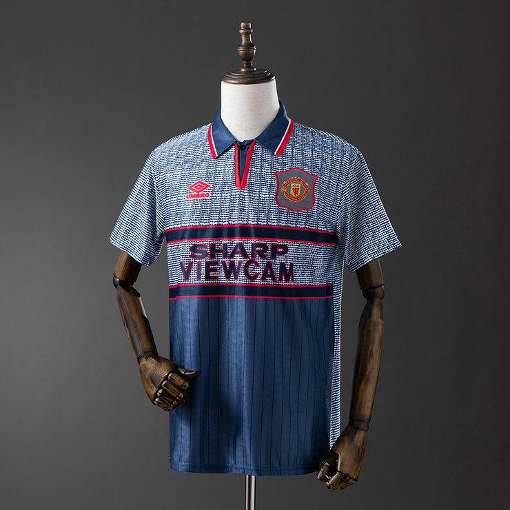 Manchester United 1995/96 Retro Bortatröja Herr Grå Fotbollströja