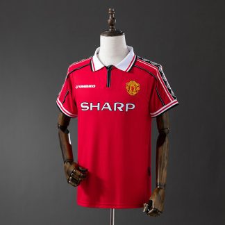 Manchester United 1998/99 Retro Hemmatröja Herr Röd Fotbollströja