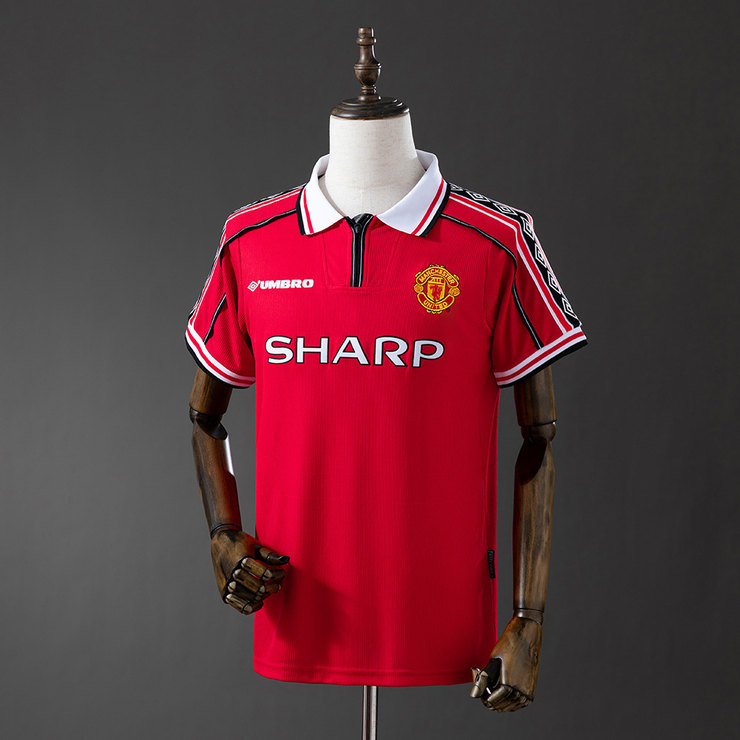 Manchester United 1998/99 Retro Hemmatröja Herr Röd Fotbollströja