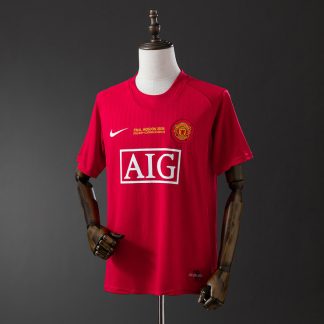 Manchester United 2007/08 Retro Hemmatröja Herr Röd Fotbollströja