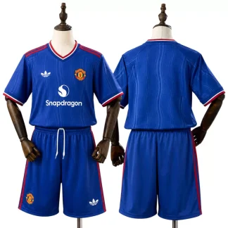 Manchester United 2026/27 Bortaställ Barn Blå med Shorts