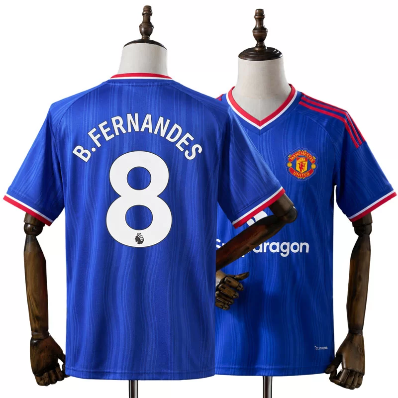 Manchester United 2026/27 Bortatröja Bruno Fernandes 8 Herr Blå Fotbollströja