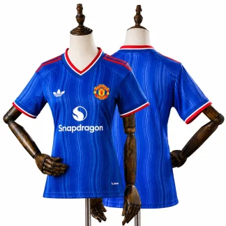 Manchester United 2026/27 Bortatröja Dam Kortärmad Blå Fotbollströja