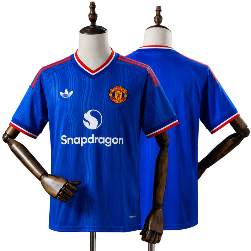 Manchester United 2026/27 Bortatröja Herr Kortärmad Blå Fotbollströja