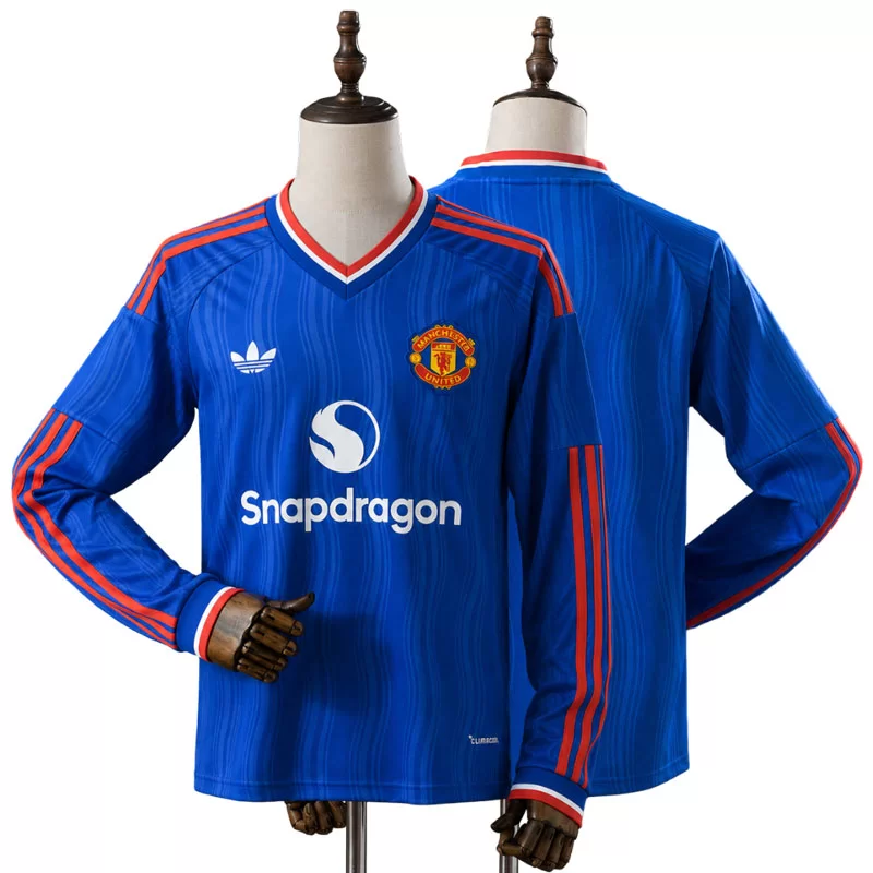 Manchester United 2026/27 Bortatröja Herr Långärmad Blå Fotbollströja
