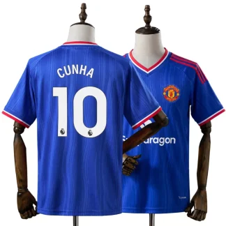 Manchester United 2026/27 Bortatröja Matheus Cunha 10 Herr Blå Fotbollströja