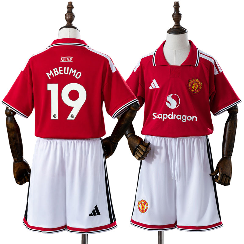 Manchester United 2026/27 Hemmaställ Bryan Mbeumo 19 Barn Röd med Shorts