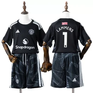 Manchester United 2026/27 Senne Lammens 1 Målvaktsställ Barn Svart med Shorts