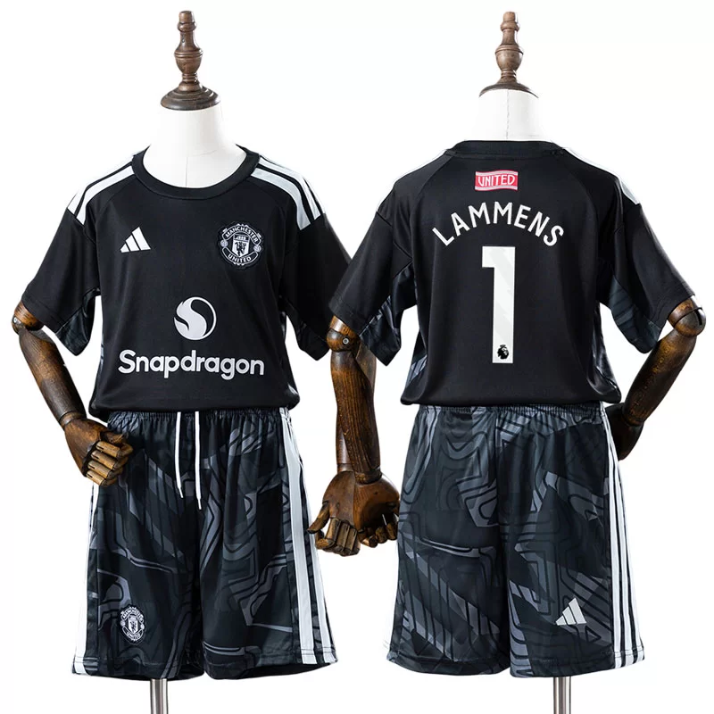 Manchester United 2026/27 Senne Lammens 1 Målvaktsställ Barn Svart med Shorts