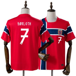 Norge VM 2026 Alexander Sørloth 7 Hemmatröja Herr Röd Fotbollströja