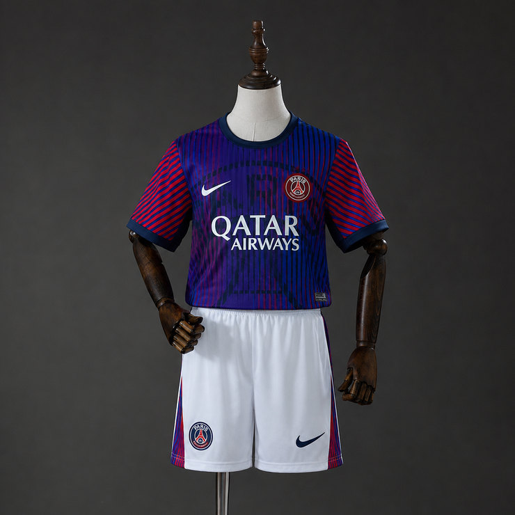 Paris Saint-Germain PSG 2026/27 Uppvärmningströja Barn Fotbollsställ med Shorts