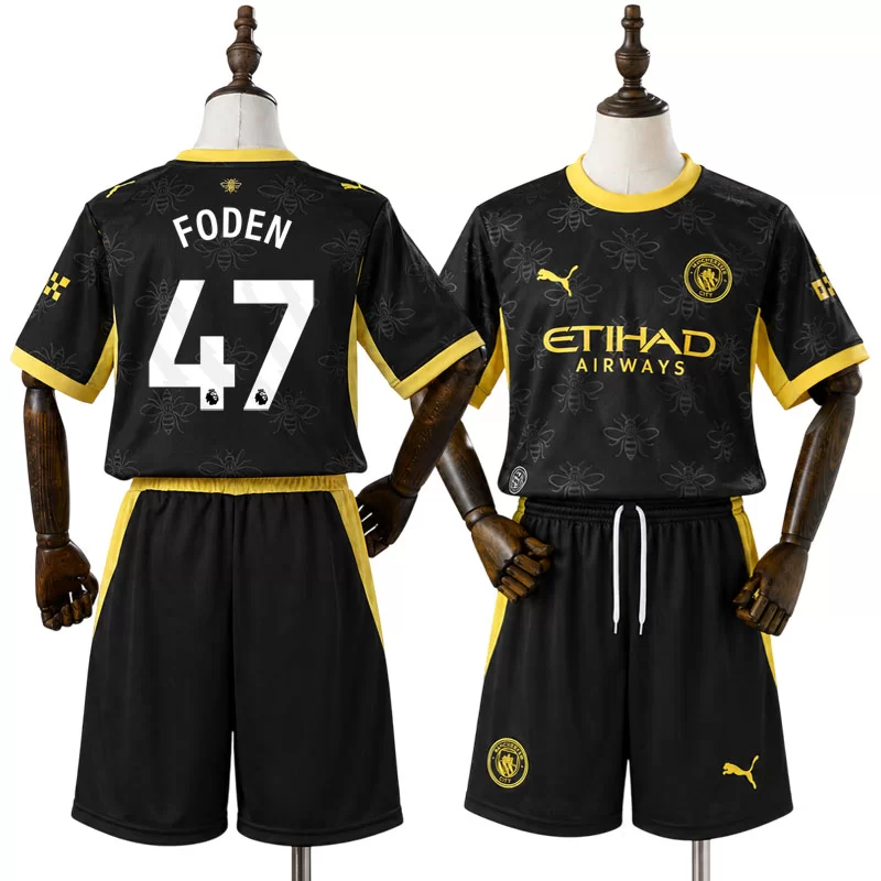 Phil Foden 47 Manchester City 2026/27 Bortaställ Barn Svart med Shorts