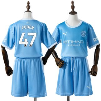 Phil Foden 47 Manchester City 2026/27 Hemmaställ Barn Blå med Shorts