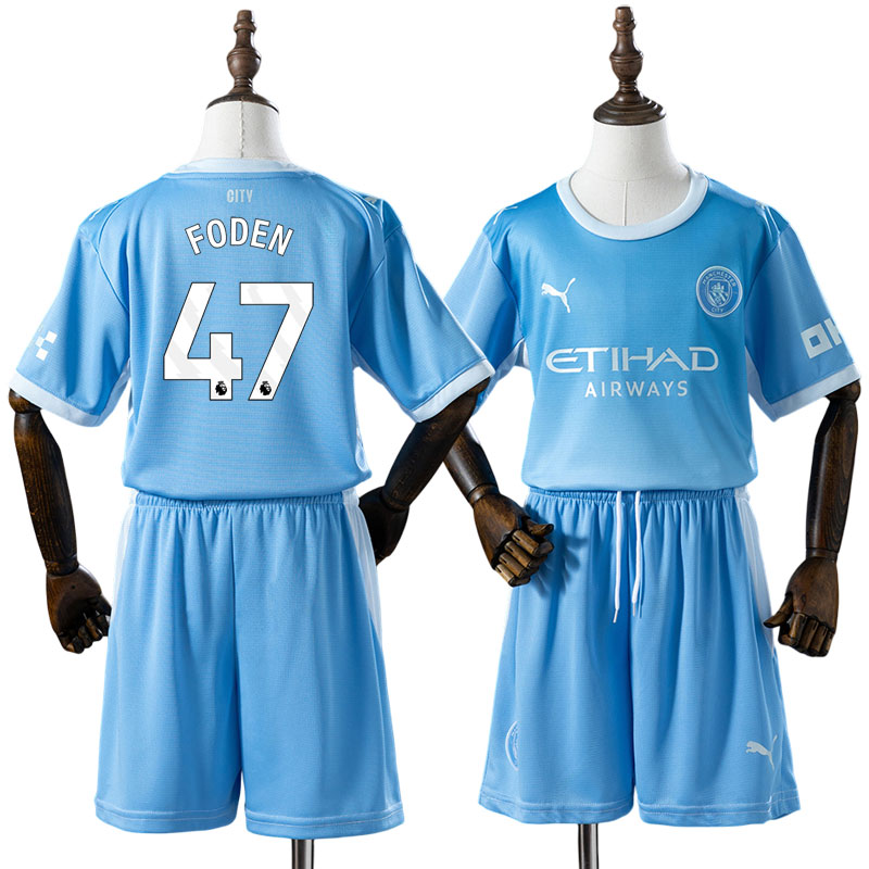 Phil Foden 47 Manchester City 2026/27 Hemmaställ Barn Blå med Shorts