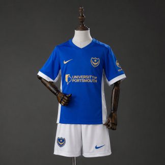 Portsmouth 2026/27 Hemmaställ Barn Blå Vit med Shorts