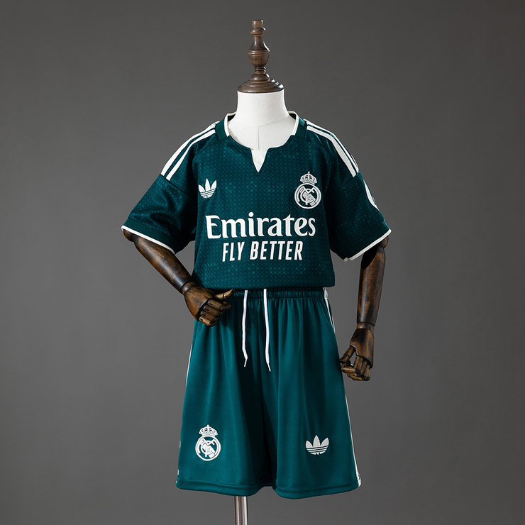 Real Madrid 2026/27 Bortaställ Barn Mörkgrön med Shorts