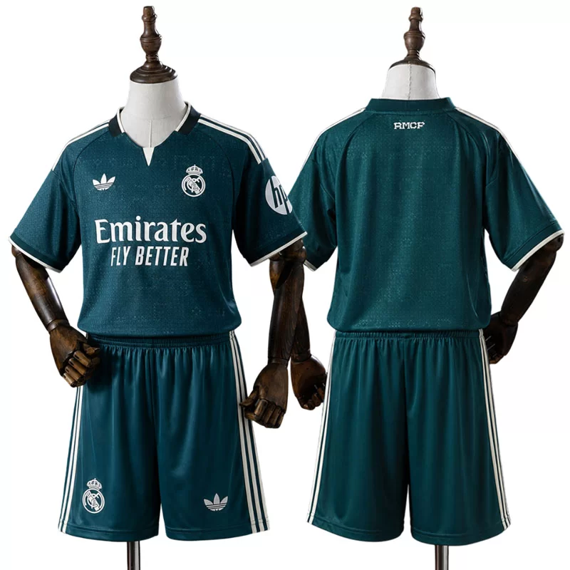 Real Madrid 2026/27 Bortatröja Barn Kortärmad Grön med Shorts