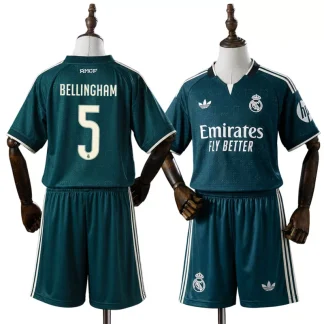 Real Madrid 2026/27 Jude Bellingham 5 Bortaställ Barn Grön med Shorts