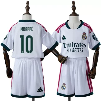 Real Madrid 2026/27 Kylian Mbappé 10 Hemmaställ Barn Vit med Shorts