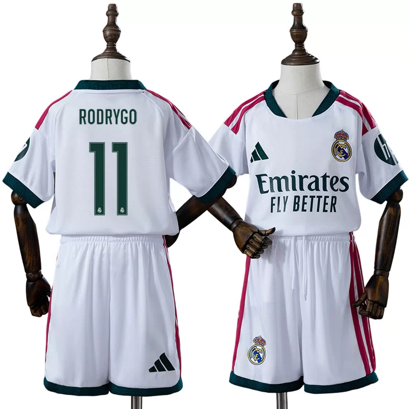 Real Madrid 2026/27 Rodrygo 11 Hemmaställ Barn Vit med Shorts