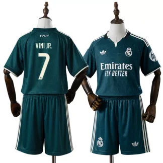 Real Madrid 2026/27 Vinícius Júnior 7 Bortaställ Barn Grön med Shorts