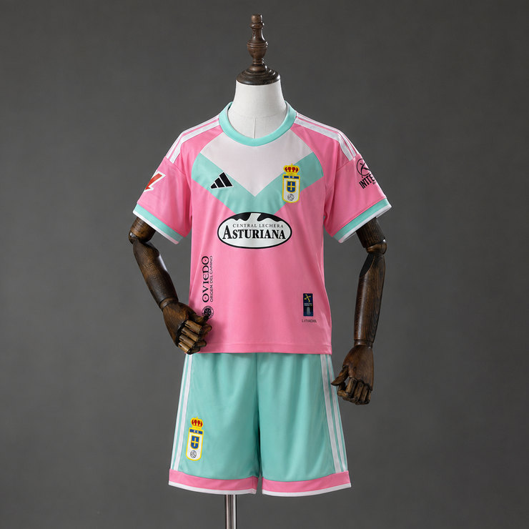 Real Oviedo 2026/27 Bortaställ Barn Kortärmad med Shorts