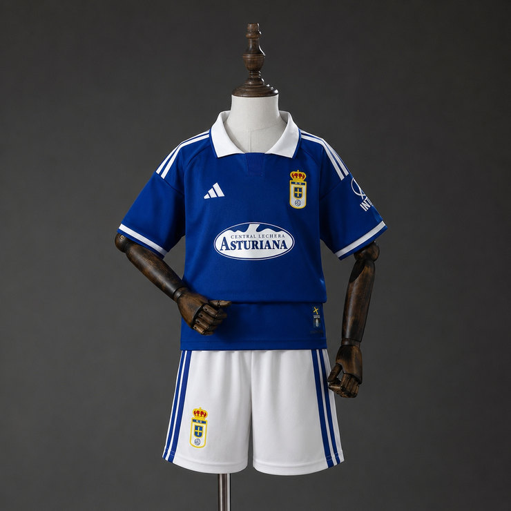 Real Oviedo 2026/27 Hemmaställ Barn Kortärmad med Shorts