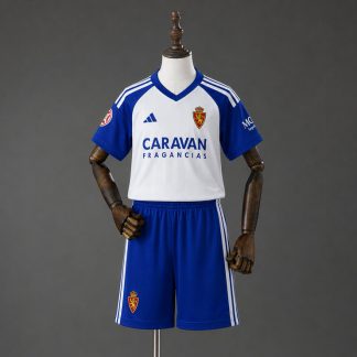 Real Zaragoza 2026/27 Hemmaställ Barn Vit Blå med Shorts