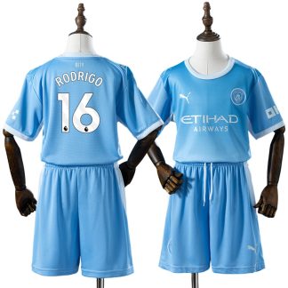 Rodrigo 16 Manchester City 2026/27 Hemmaställ Barn Blå med Shorts