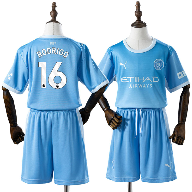 Rodrigo 16 Manchester City 2026/27 Hemmaställ Barn Blå med Shorts