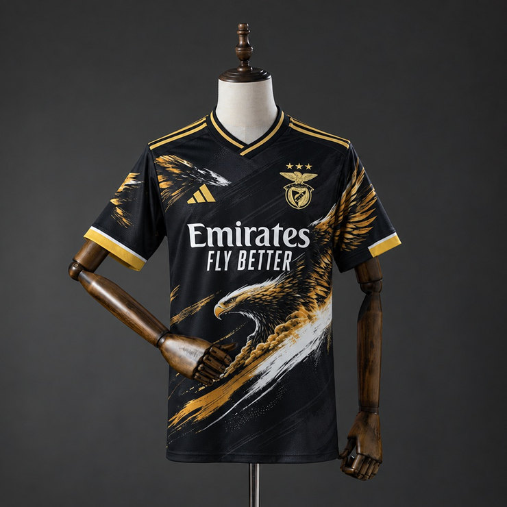 SL Benfica 2026/27 Specialtröja Herr Svart och Guld Fotbollströja