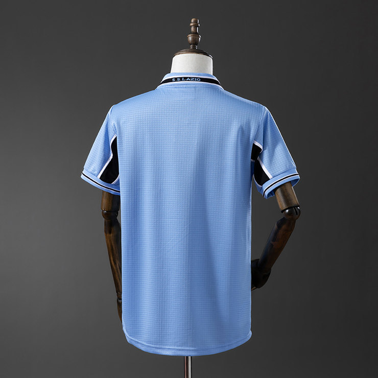 SS Lazio 1998/99 Retro Hemmatröja Herr Ljusblå Svart Fotbollströja