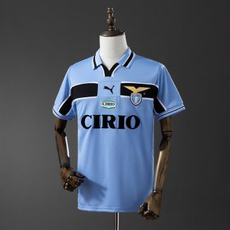 SS Lazio 1998/99 Retro Hemmatröja Herr Ljusblå Svart Fotbollströja