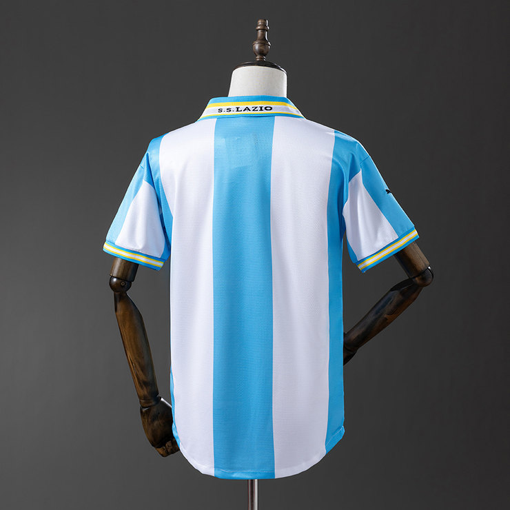 SS Lazio 1999/00 Retro Hemmatröja Herr Ljusblå och Vit Fotbollströja