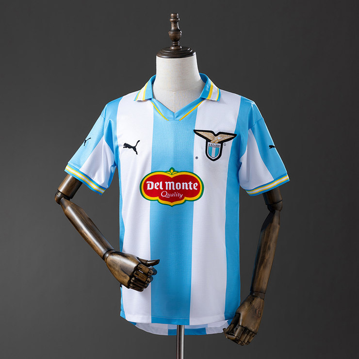 SS Lazio 1999/00 Retro Hemmatröja Herr Ljusblå och Vit Fotbollströja