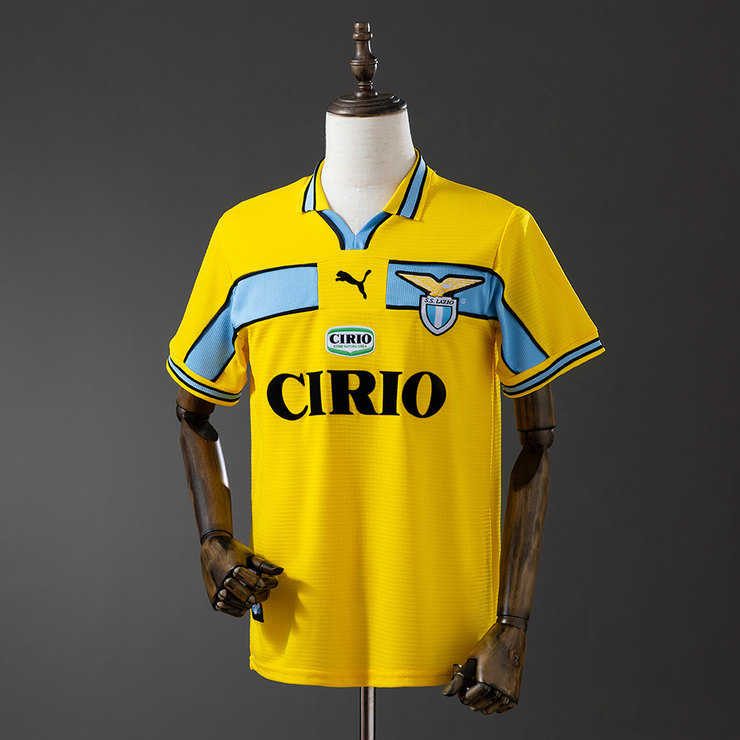 SS Lazio 1999 Retro Bortatröja Herr Gul Fotbollströja