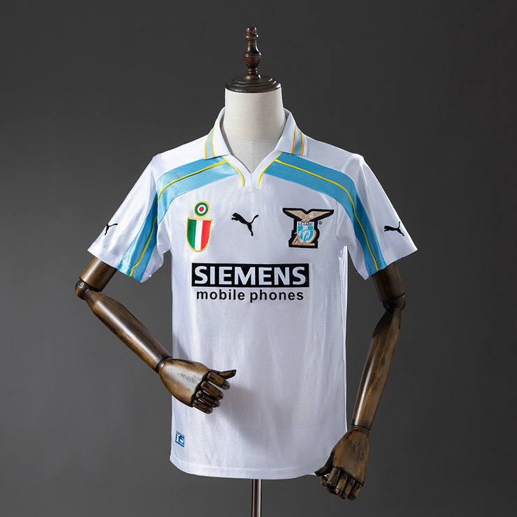 SS Lazio 2000/01 Retro Tredjetröja Herr Vit Fotbollströja