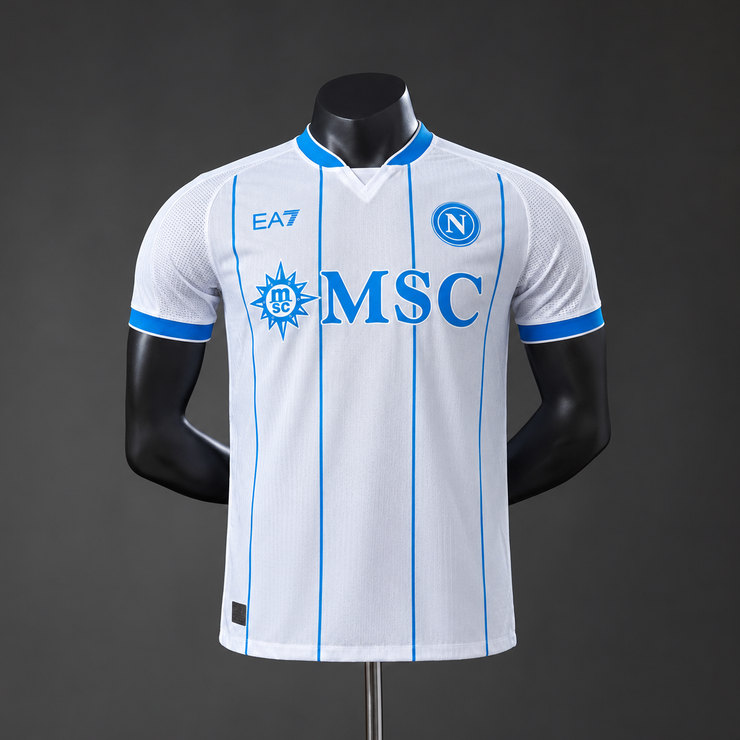 SSC Napoli 2026/27 Bortatröja Spelarversion Herr Vit och Blå Fotbollströja