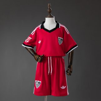 Sevilla FC 2026/27 Bortaställ Barn Mörkröd Svart och Vit med Shorts